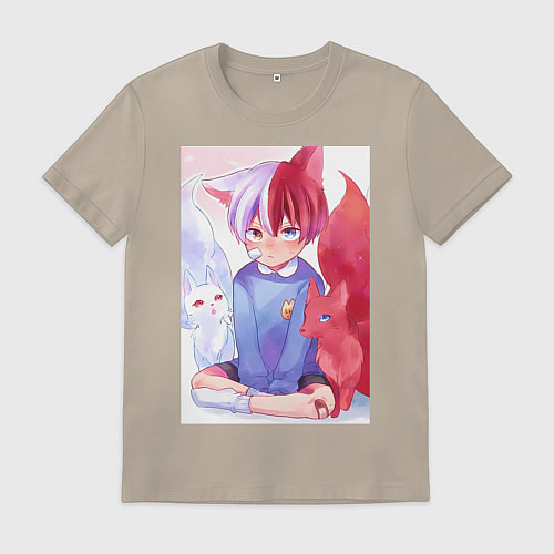 Мужская футболка Моя геройская академия Сёто Тодороки лисы / Миндальный – фото 1