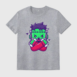 Футболка хлопковая мужская Франкенштейн геймер, цвет: меланж