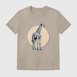 Футболка хлопковая мужская Круг жираф, цвет: миндальный