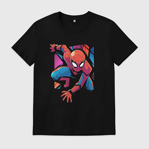 Мужская футболка Крутой Человек-паук / Черный – фото 1