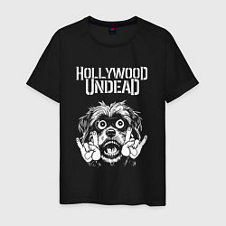 Футболка хлопковая мужская Hollywood Undead rock dog, цвет: черный