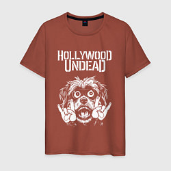 Футболка хлопковая мужская Hollywood Undead rock dog, цвет: кирпичный