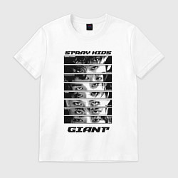 Футболка хлопковая мужская Stray Kids album Giant eyes, цвет: белый