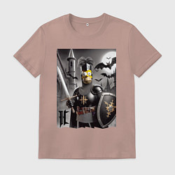 Футболка хлопковая мужская Рыцарь Гомер Симпсон - нейроарт фантазия, цвет: пыльно-розовый