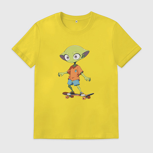 Мужская футболка Инопланетянин на скейте / Желтый – фото 1
