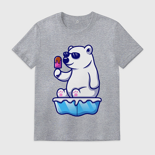 Мужская футболка Мишка с мороженым / Меланж – фото 1