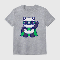Футболка хлопковая мужская Панда в плаще, цвет: меланж