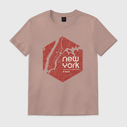 Футболка хлопковая мужская New York hyped, цвет: пыльно-розовый