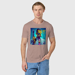 Футболка хлопковая мужская Homer Simpson - godfather of the mafia, цвет: пыльно-розовый — фото 2