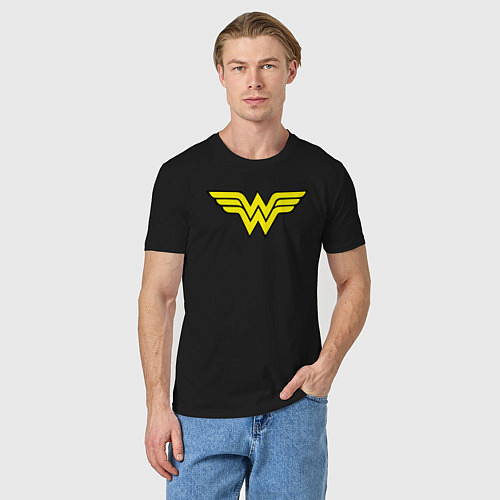 Мужская футболка Wonder woman logo / Черный – фото 3