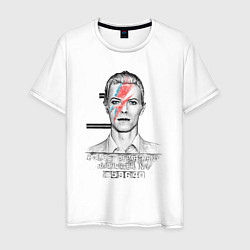 Футболка хлопковая мужская David Bowie police department rochester, цвет: белый