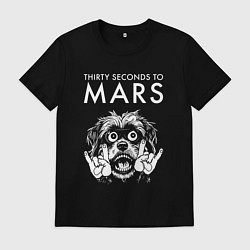Футболка хлопковая мужская Thirty Seconds to Mars rock dog, цвет: черный