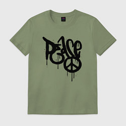 Футболка хлопковая мужская Graffiti peace, цвет: авокадо