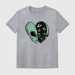 Футболка хлопковая мужская Space alien, цвет: меланж