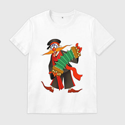 Футболка хлопковая мужская Мужичок усатый, цвет: белый