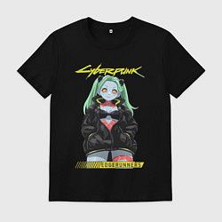 Футболка хлопковая мужская Cyberpunk edge runners - rebecca, цвет: черный