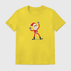 Футболка хлопковая мужская Крутой Санта, цвет: желтый