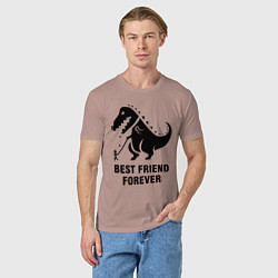 Футболка хлопковая мужская Godzilla best friend, цвет: пыльно-розовый — фото 2