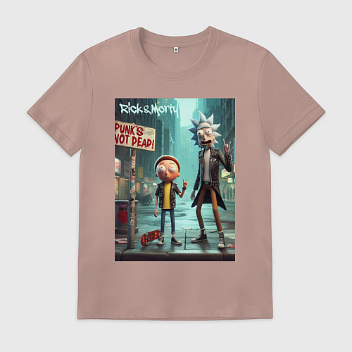Мужская футболка Рик и Морти - панк жив / Пыльно-розовый – фото 1