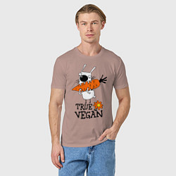 Футболка хлопковая мужская True vegan (истинный веган), цвет: пыльно-розовый — фото 2