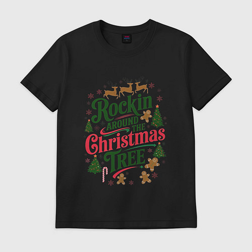 Мужская футболка Новогодняя атмосфера rockin around the christmas t / Черный – фото 1