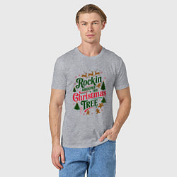 Футболка хлопковая мужская Новогодняя атмосфера rockin around the christmas t, цвет: меланж — фото 2