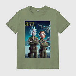 Футболка хлопковая мужская Rick and Morty - air force нейроарт, цвет: авокадо
