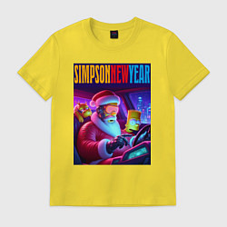 Футболка хлопковая мужская Homer Simpson in the car with his son, цвет: желтый