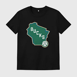 Футболка хлопковая мужская Bucks team, цвет: черный