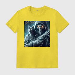 Футболка хлопковая мужская Cyber death - ai art fantasy, цвет: желтый
