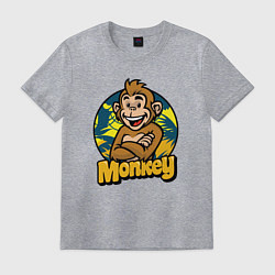 Футболка хлопковая мужская Monkey jungle, цвет: меланж