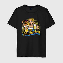 Футболка хлопковая мужская Oktoberfest girl, цвет: черный
