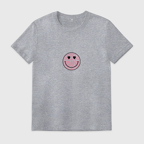 Мужская футболка Смайл с сердечными глазами / Меланж – фото 1