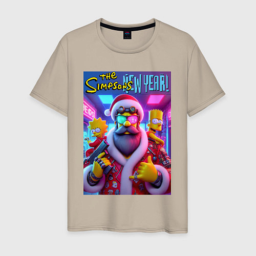 Мужская футболка Simpsons new year - ai art fantasy / Миндальный – фото 1