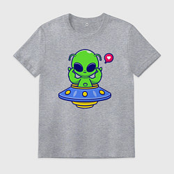 Футболка хлопковая мужская Love alien, цвет: меланж