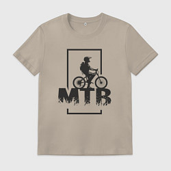 Футболка хлопковая мужская Горный велосипед, цвет: миндальный