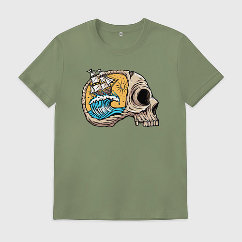 Мужская футболка Кораблик в черепке / Авокадо – фото 1