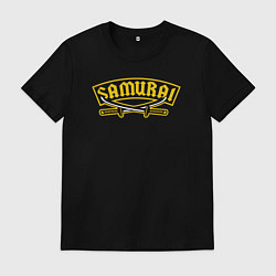 Футболка хлопковая мужская Мечи самурая, цвет: черный