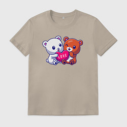 Футболка хлопковая мужская Teddy love, цвет: миндальный