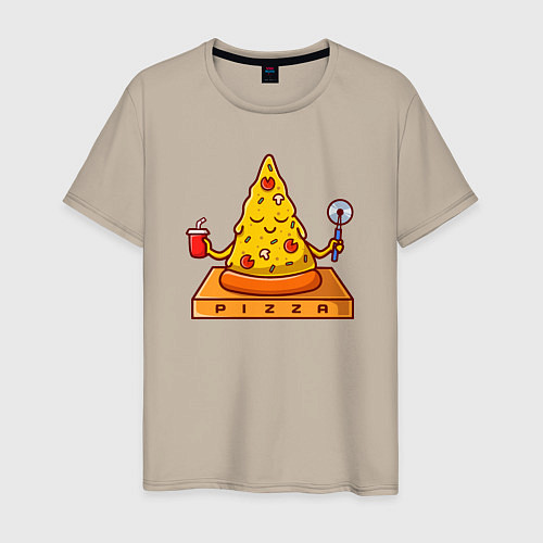 Мужская футболка Pizza yoga / Миндальный – фото 1