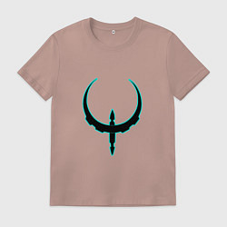 Футболка хлопковая мужская Чёрно-голубой знак quake, цвет: пыльно-розовый