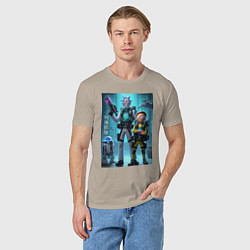Футболка хлопковая мужская Rick and Morty - cyber special forces, цвет: миндальный — фото 2