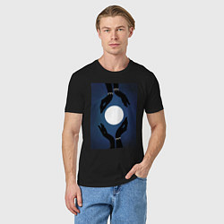Футболка хлопковая мужская Moonlight in the night, цвет: черный — фото 2