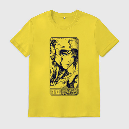 Мужская футболка Футуристичная кибернетическая девушка / Желтый – фото 1