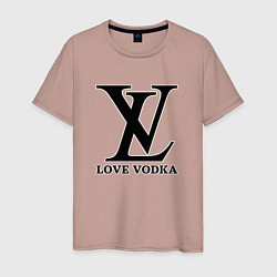 Футболка хлопковая мужская Love vodka, цвет: пыльно-розовый