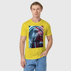 Футболка хлопковая мужская Дед мороз киберпанк, цвет: желтый — фото 2