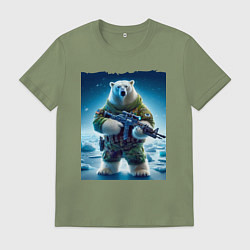 Футболка хлопковая мужская Polar bear - special forces, цвет: авокадо