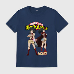 Футболка хлопковая мужская Моя геройская академия Момо, цвет: тёмно-синий