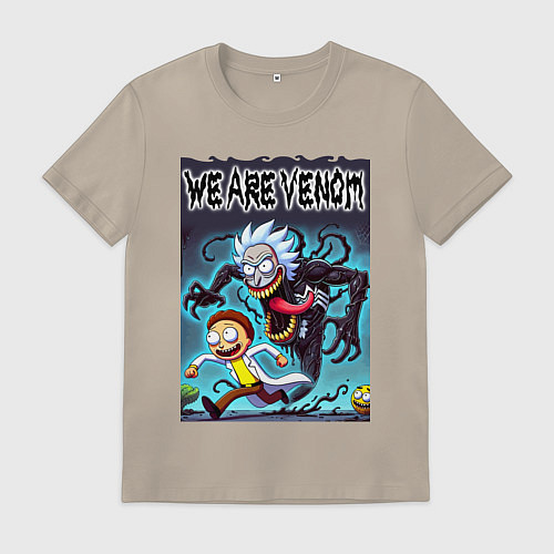 Мужская футболка Веном вселился в Рика - нейрошутка / Миндальный – фото 1