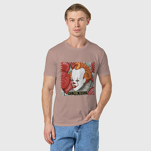 Мужская футболка Пиксельный Пеннивайз / Пыльно-розовый – фото 3